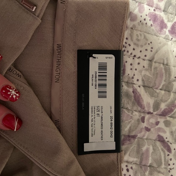 Worthington Modern Fit Slacks Size 8T tumbleweed heather NWT - Picture 8 of 14